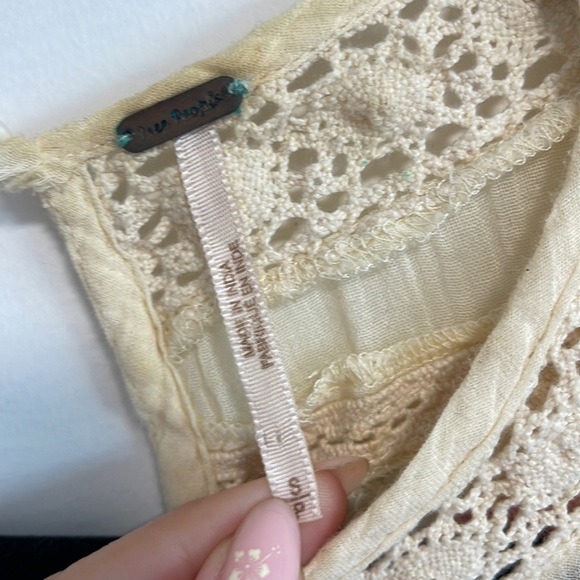 Free People Cream and Pink Floral Embroidered lined mini dress - Picture 2 of 4